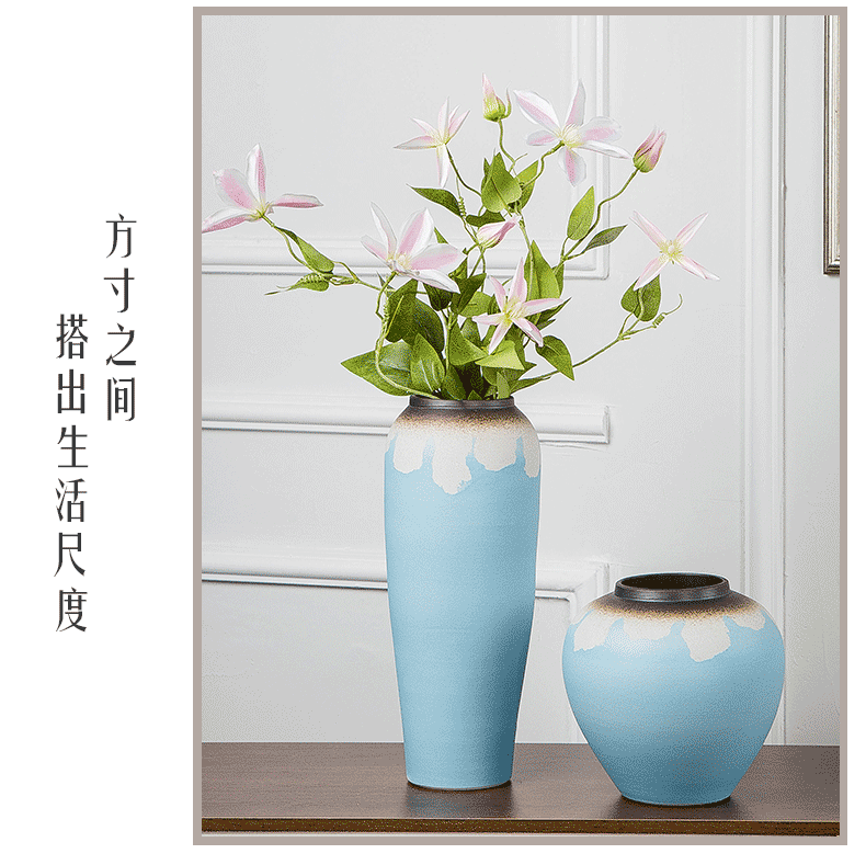 Contracted and I ceramic vases, dry flower is placed small pure and fresh living room table household hydroponic flower flower arranging flowers