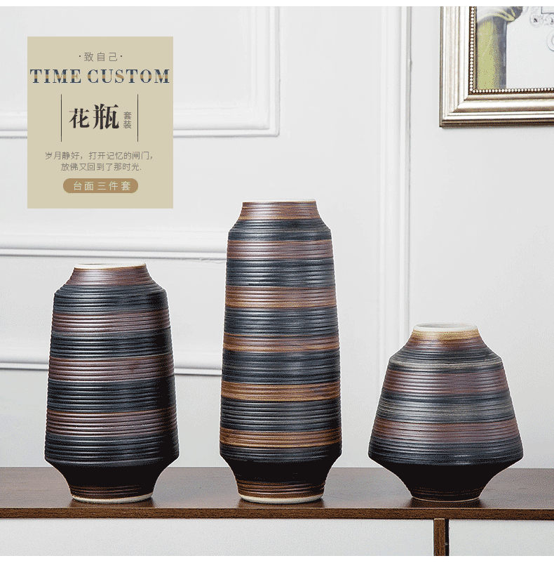 Ceramic vases, furnishing articles decorations living room TV cabinet flower arranging, creative new Chinese style decoration Japanese zen move