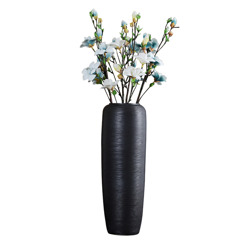 Jingdezhen ceramic floor large vases black furnishing articles TV ark, porch decoration dry flower porcelain vase