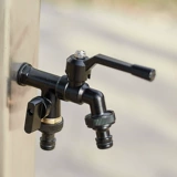 Черный полностью медный уличный водопроводный кран с антизамерзанием, один вход и два выхода в сад, двор, открытый двойной выпускной водопроводный кран с замком