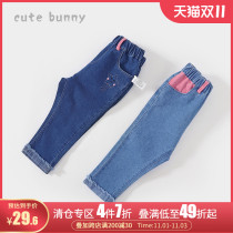 Girls jeans baby autumn clothes 1 year old baby Foreign trousers 2 small children Korean version of Joker casual pants 3