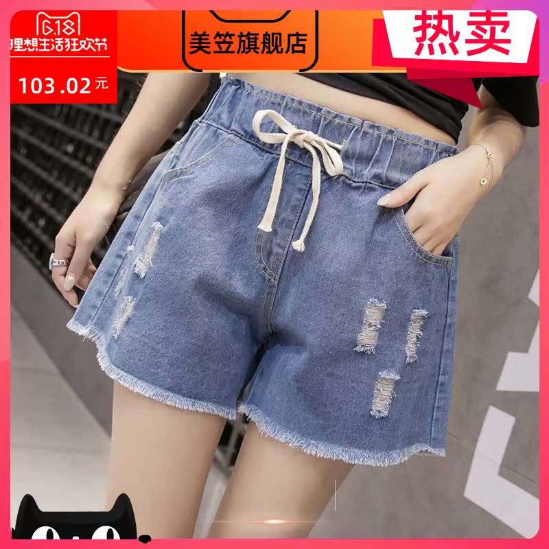 học sinh trung học cơ sở denim quần short mùa hè lỏng 13 cô gái ít giản dị trẻ em 12-15 tuổi mất eo hẹp quần nóng 16