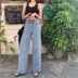 Quần jean nữ 2020 rơi phiên bản tiếng Hàn mới của retro quần đùi-strapped rộng chân lưng cao loose-fitting quần dài thẳng 