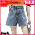 denim màu đỏ quần short Net nữ mùa hè eo cao mùa xuân váy 2020 xu hướng mới phiên bản Hàn Quốc cho thấy mỏng một chữ lỏng quần nóng rộng chân 