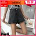 2020 quần mới lỏng lẻo. denim mùa xuân cho thấy phụ nữ mỏng của quần short thẳng chân eo cao mở ngã ba phiên bản Hàn Quốc 