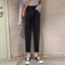 lưng cao quần của phụ nữ chín sóng Hàn Quốc phiên bản của quần đen Harlan 2020 quần jean thẳng rơi lỏng-fitting 