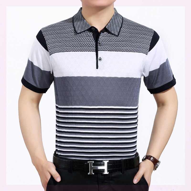 Dài tay tách cà vạt túi đầu mùa thu áo khoác nam giới có độ tuổi trung niên cha polo thực túi T-shirt áo sơ mi nam