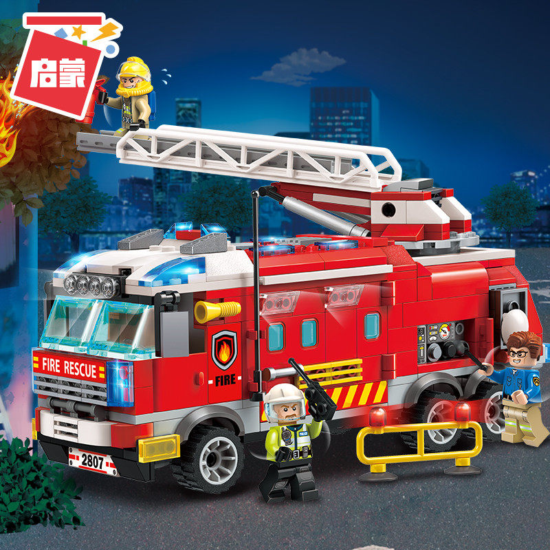 Enlightenment Chinese building blocks toy fire series flame pioneer fire command vehicle 2807 boys assembled puzzle