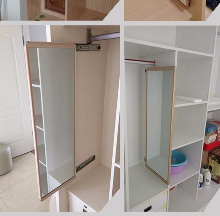 Gương kéo đẩy tủ quần áo gương tủ quần áo gương kính thiên văn toàn thân gấp gương cloakroom gương - Gương gương có đèn
