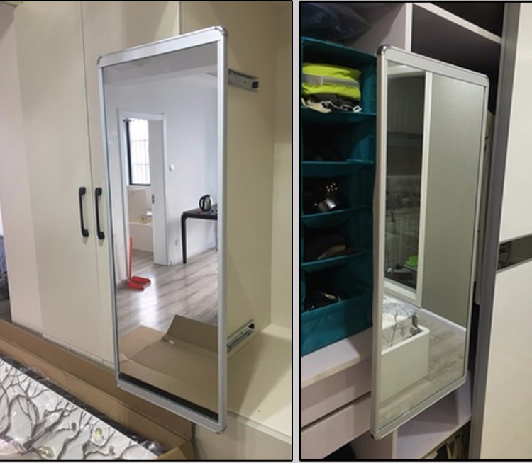 Gương kéo đẩy tủ quần áo gương tủ quần áo gương kính thiên văn toàn thân gấp gương cloakroom gương - Gương gương có đèn