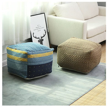 Moroccan-Style Pouf, Home Storage Ottoman, Floor Cushion Cover, Floor Sofa Footstool Cover
