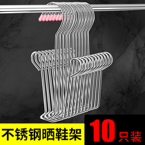 Drying shoes shelf artifact stainless steel hanging clothes home window balcony outdoor adhesive hook multifunctional hanging sandal rack Rod