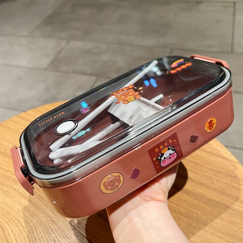 Refreshing box cute teenage girl's box cute teenage girl student with cutlery lunch box office worker portable multilayer