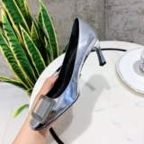 Летние туфли на высоком каблуке с низким вырезом, из натуральной кожи, зеркальный эффект, 2020