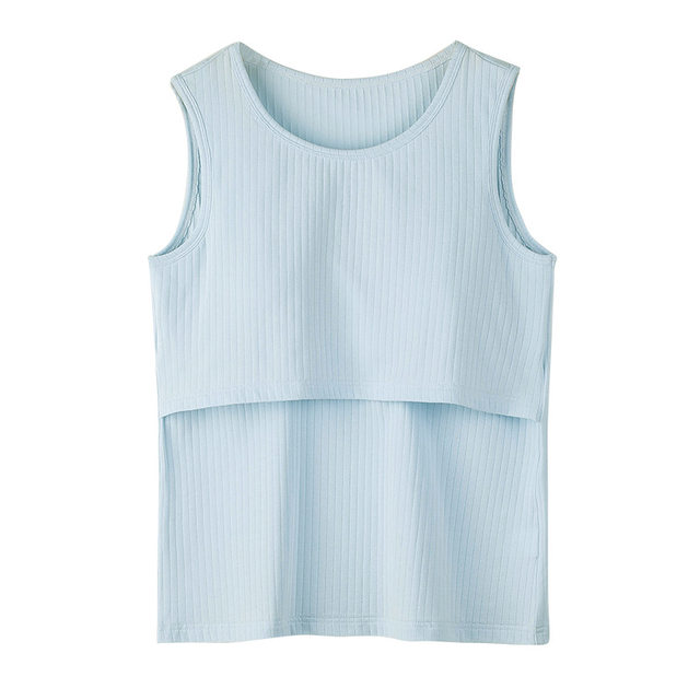 ແມ່ທ້ອງ Camisole Nursing Vest ຜ້າຝ້າຍບໍລິສຸດພະຍາບານດ້ານເທິງແຂນສັ້ນ ເສື້ອທີເຊີດ Pajamas Outerwear Bra ຟຣີ Summer ບາງໆ