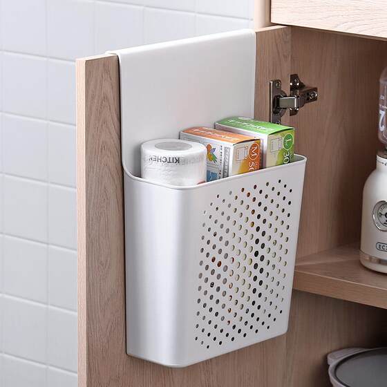 Storage Rack on the Inside of the Kitchen Cabinet Door, Storage Box, Hook Behind the Door, Plastic Wrap Bag, Cabinet Door Hanging Basket, Magic Storage Rack