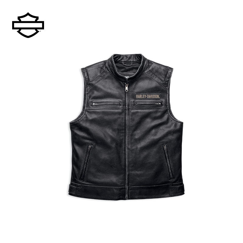 Harley-Davidson Men's Leather Vest Motorcycle Riding Leather Jacket Outdoor Winter Warm Vest Casual Leather Jacket