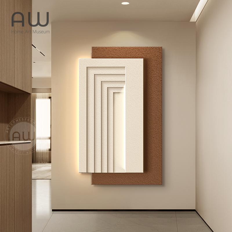AW Italian minimalist living-room wall decoration pendant in the family door Xuanguan wall solid hanging decoration upscale luminous wall decoration-Taobao
