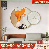 AW modern luxury living room designer decorates the wall wall of the wall of the paddler restaurant with quartz clock watch designer