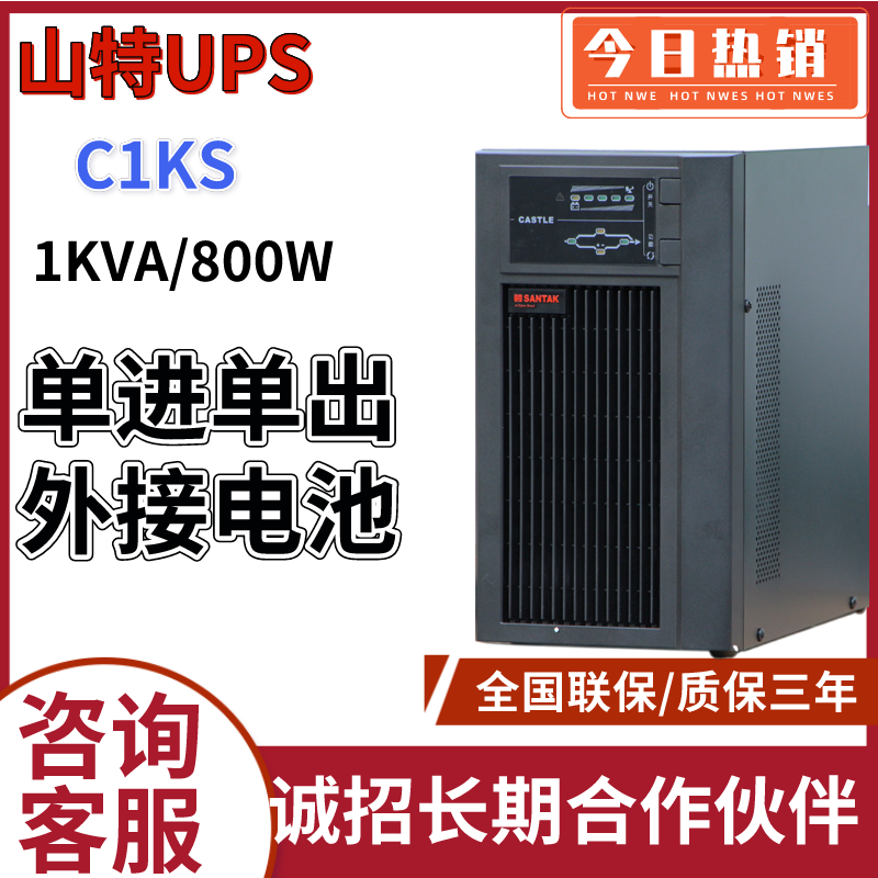 Shante UPS power supply C1KS single-in single-out online 1KVA 800W computer room computer emergency anti-power failure C1KS