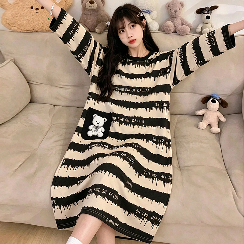 Spring and Autumn Long-Sleeved Nightgown for Women, Cute and Sweet New Style, Plus Size Home Wear for Plus-Size Women, 120kg for Outerwear Spring and Autumn Long-Sleeved Nightgown for Women, Cute and Sweet New Style, Plus Size Home Wear for Plus-Size Women, 120kg for Outerwear