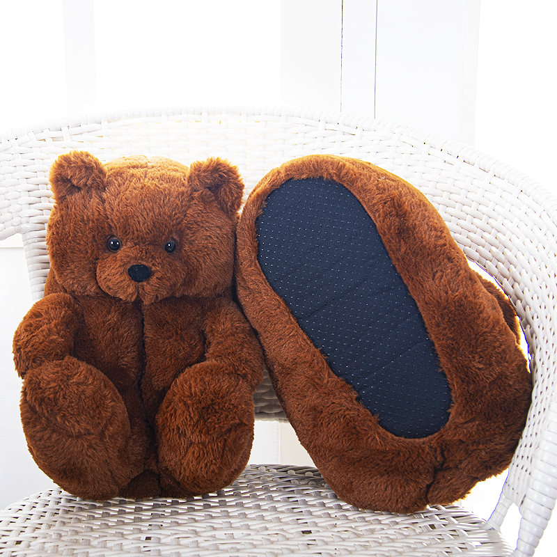 Teddy Bear Plush Toy Slippers Cute Girls Indoor Home Shoes One Size Doll Cute Girl