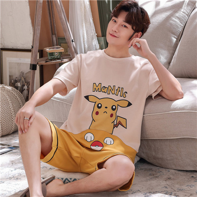 Summer mens đồ ngủ ngắn tay cậu bé bông mỏng chất béo 14-15-16-17 tuổi học cơ sở trường trung học phù hợp với bữa ăn tối của sinh viên.