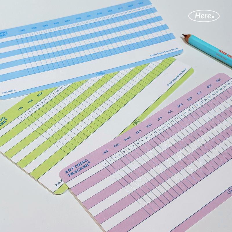 Here Original Monthly Goal Tracking Schedule Planner Check-In Paper for Work, Study, and Life - 12 Sheets Included