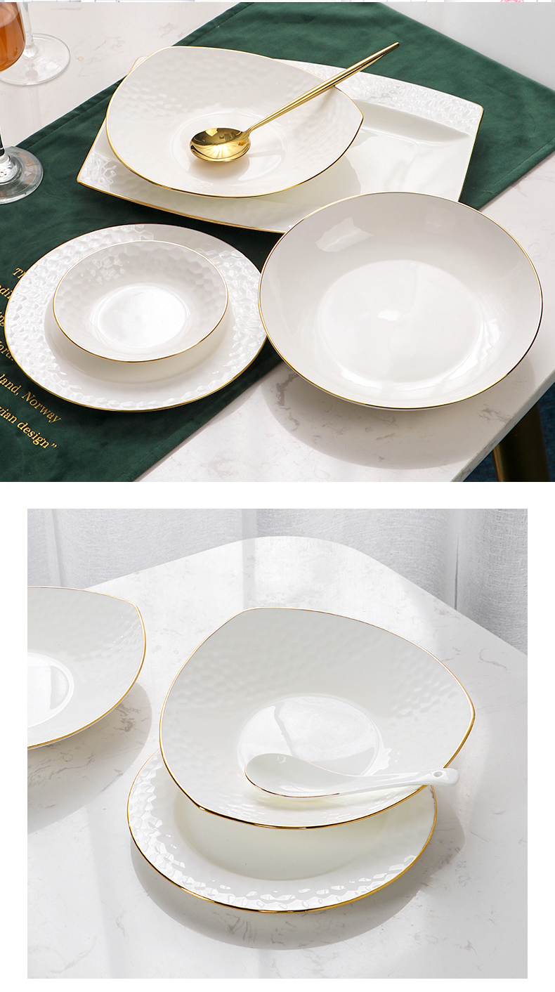 Jingdezhen dishes suit household ipads porcelain tableware suit European contracted bowl chopsticks ceramics jade plate