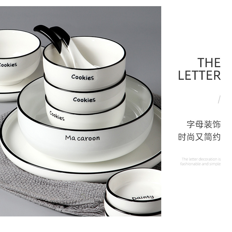 European creative ceramic tableware ins wind dish dish dish dish food dish combination suit household jobs soup plate