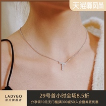 ladygo letter T necklace female sterling silver niche design sense light luxury high-end clavicle chain 2021 new pendant