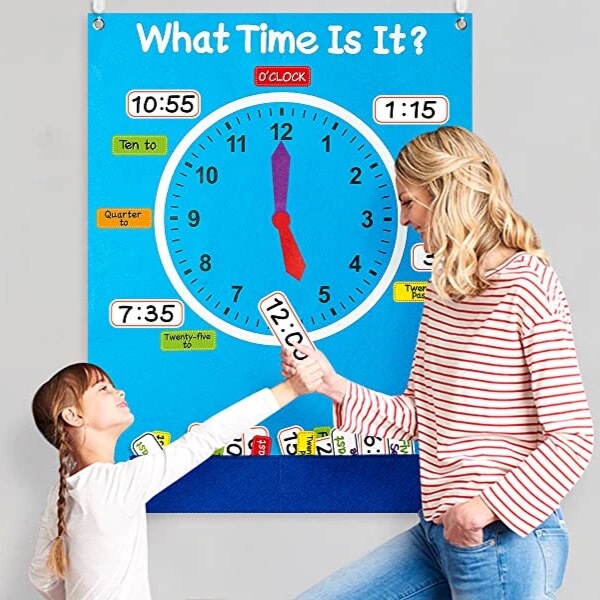 Children's Clock Primary School Teaching Aids Primary School Students Time Cognition Math Clock Model Teaching Aids Felt Wall Chart Props