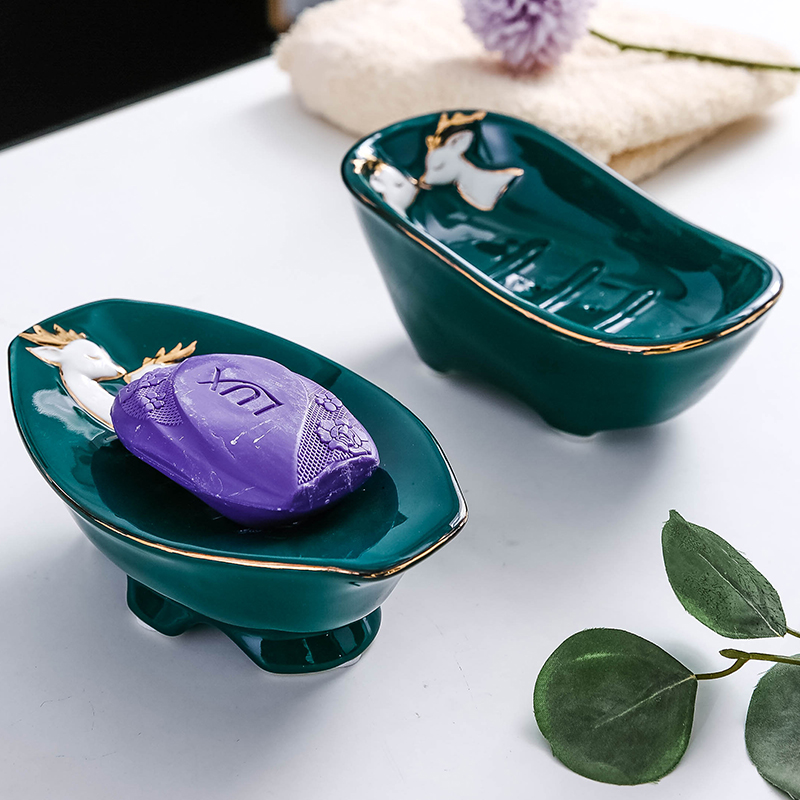 Light Extravagant Nordic Drain Soap Dish Creative Stylish Personality Soap Dish Makeup Room Soapy Bathroom ceramic Soap Box