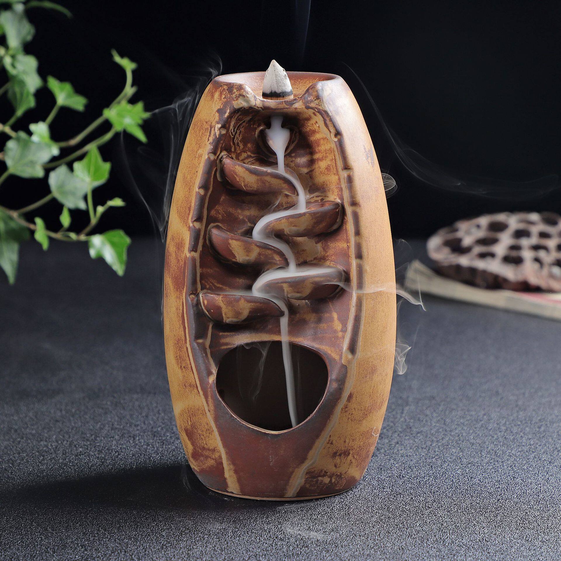 Керамическая благовола -горелка обратно водопад водопад водопад дымовой центр курильница   