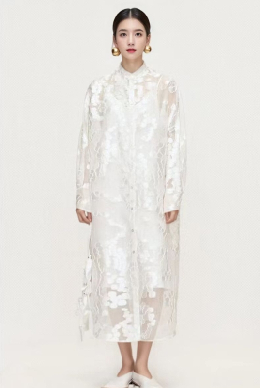 Original Fabric, Same Style as the Store, Zcyauy2026 Summer New Long-Sleeved Coat Dress