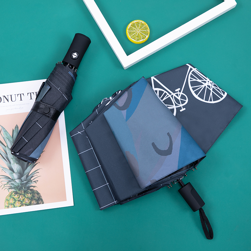 Cartoon Student Fully Automatic Sunny and Umbrella Two-fold laminated male and female double sunscreen sunshield black rubber anti-UV