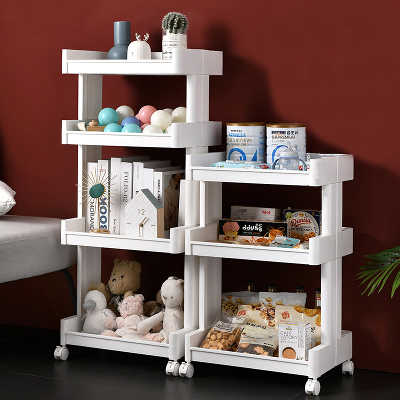 Kitchen Shelving Living Room Floor Baby Containing Layer Shelf Multilayer Vegetable Basket Removable with wheel small hand cart