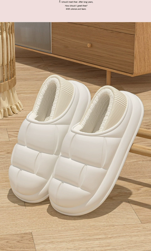 Túi đeo bên ngoài gót giày cotton cho nữ 2023 mới mùa thu đông trong nhà chống thấm nước cộng với giày cotton hai mặt ấm áp cho nam