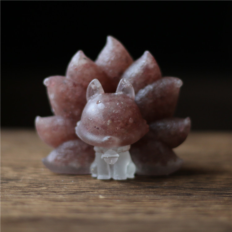 Natural Crystal Crystal Strawberry Crystal Big Nineteenth Fox Half-gem Drop Swing Parts Home Gift