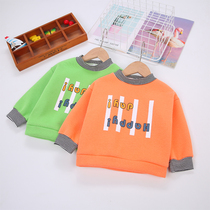 Small and medium childrens clothing childrens sweater 2021 new Korean version of the girl pullover baby spring and autumn base shirt childrens clothes