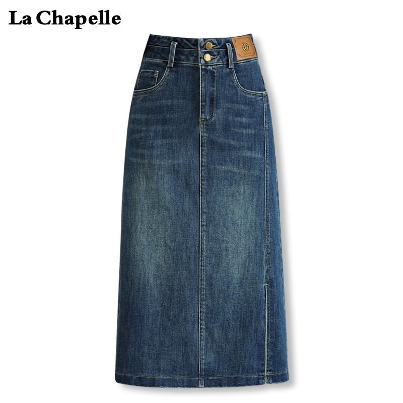 La Chapelle Side-Slit Denim Midi Skirt for Women, Summer 2026 New Style, Popular Slimming Straight Skirt La Chapelle Side-Slit Denim Midi Skirt for Women, Summer 2026 New Style, Popular Slimming Straight Skirt