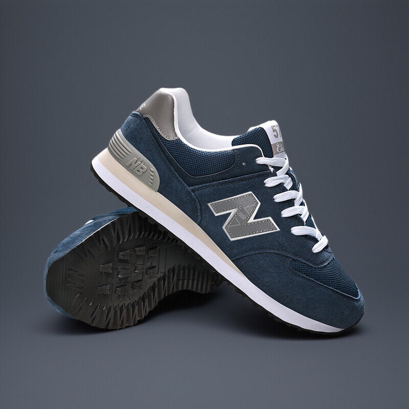 Official Genuine 574 Women's Shoes, Lightweight and Breathable, 2025 New Model, Star Blue and Silver, Non-Slip Casual Shoes, Men's Shoes