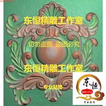 Scanned image of exquisite carvings European style vertical flower hanging flower components guard wooden door Roman stigma decals building materials RBW04