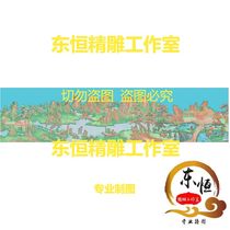 楼阁床背板横板迎客松仙鹤精雕图背景墙浮雕建筑壁画花鸟山水PL10