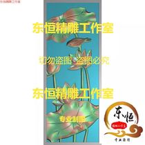 Nine carps lotus mandarin ducks flowers bloom wealth and prosperity every year vertical banner screen exquisite relief lotus fish WP146