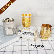 Indian Wind Import Brass Silver Plated Water Cup Tea Cup With Hand Cup Pure Hand Engraving Bronze Craft Products Gift