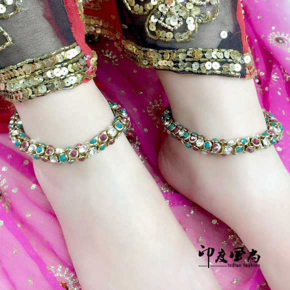 Indian Imported National Featured Foot Chain Fashion Foot Ring Inlaid Drill Belly Dance Performance Accessories Multi optional