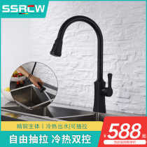 Shun arrow pull hot and cold faucet kitchen wash basin stainless steel telescopic rotatable laundry sink faucet