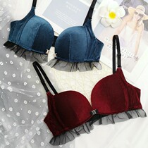  Front buckle bra set gathered small bra clothes sexy without steel rings This calendar year red underwear womens upper bracket is easy to take off