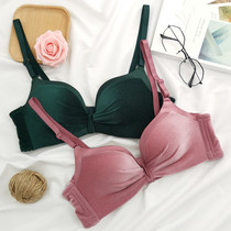  Velvet underwear womens small breasts gather thick breasts without steel rim bra cover set on thin cup dark green winter